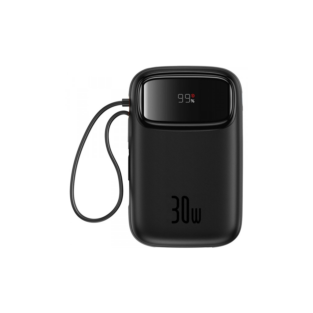 Батарея універсальна Baseus 10000mAh Qpow 2 30W PD/3.0, QC/3.0, w/built-in USB-C cable, Black (P10055008113)