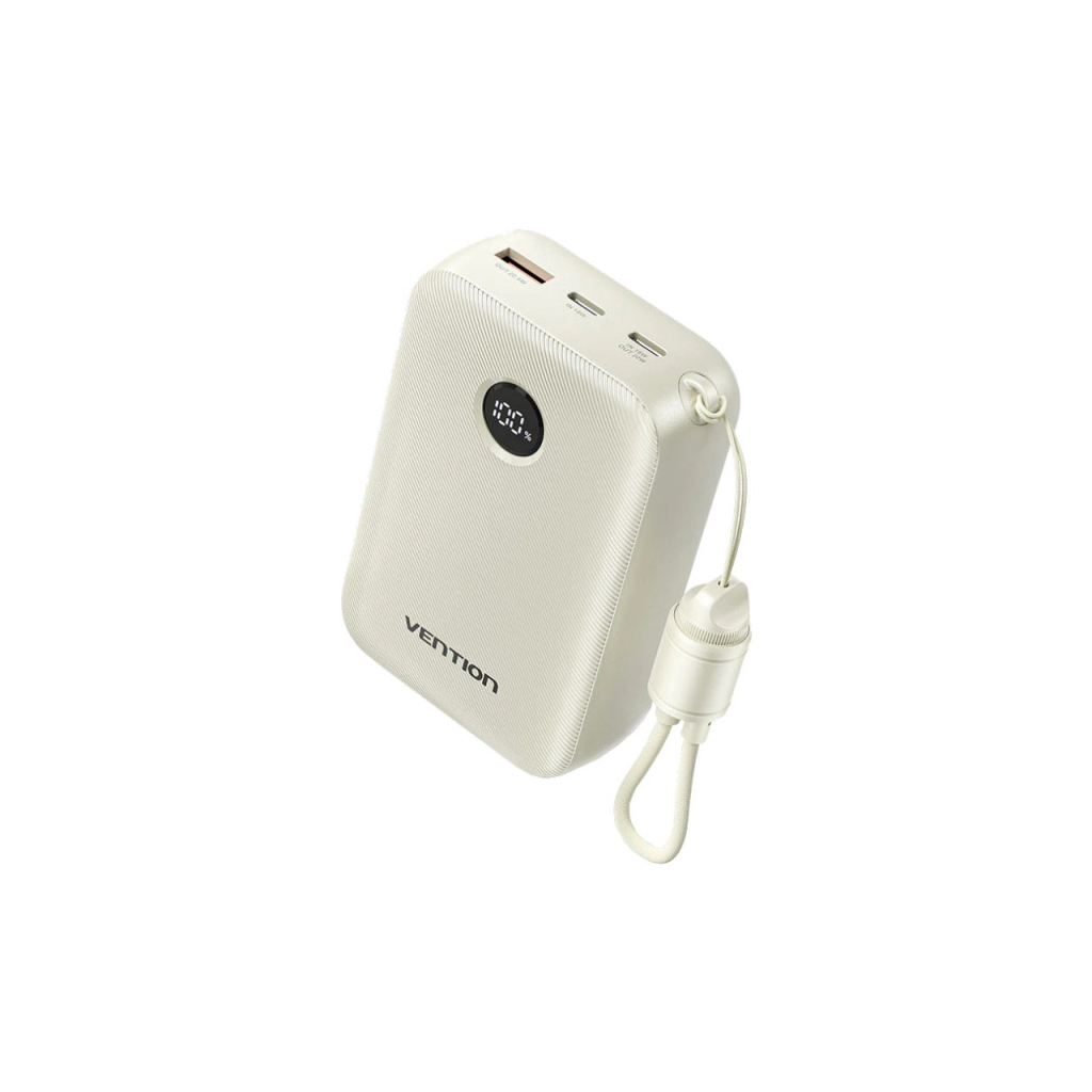 Батарея універсальна VENTION 20000mAh 22,5W Fast Charging, with built-in USB-C cable, Beige (FKBN0-C)